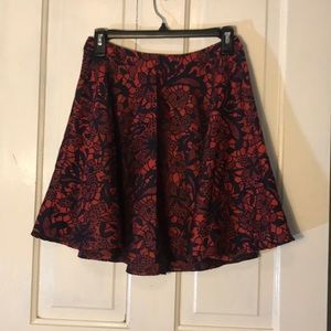 2/$12 NWOT Blue Rain Skirt Red & Navy Floral SzM